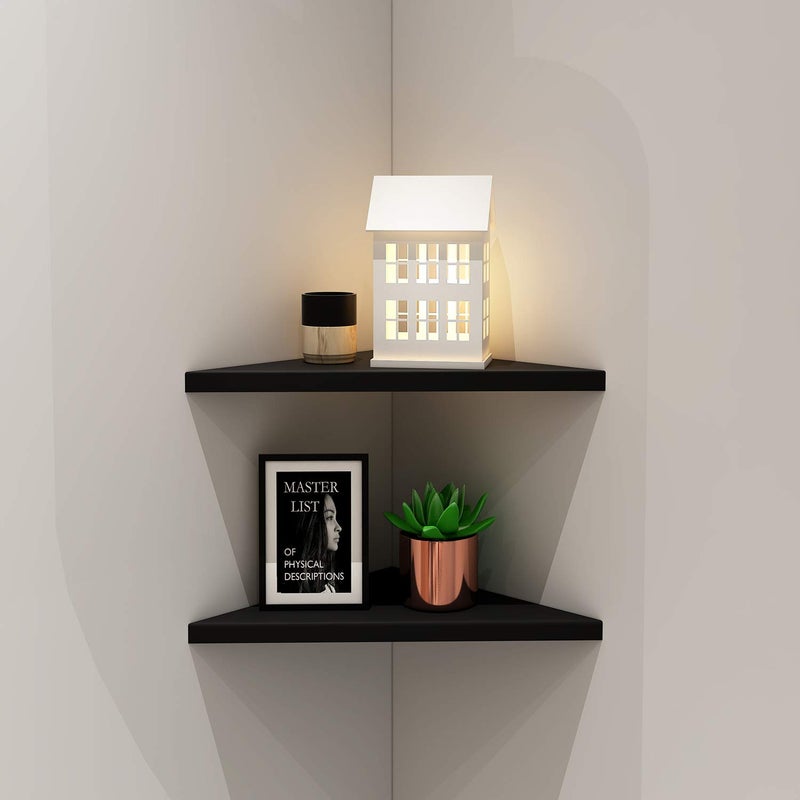 evron Corner Mounting Shelf,Easy to Install Wall Corner Shelf,Frosting Pattern Right-Angled,Set of 2 - Image 5